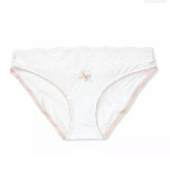 Victorias Secret Body Supersoft Satiny floral Lace waist Bikini panty White - Picture 3 of 5
